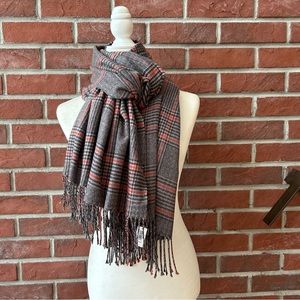 Gap Plaid Fringed Wrap Oversized Scarf Shawl 70”x26” NWT